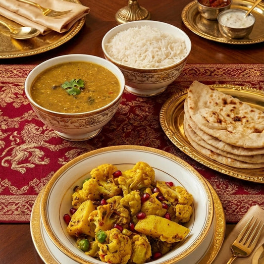 Royal Ruby Monthly Reserve – handmade Punjabi tiffin with dal, sabzi, roti and rice, batch cooked and frozen fresh